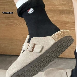 Kitty Cute Cartoon Cat Mid Calf Slouch <b>Socks</b> Women's Breathable Cotton Gray White Black Youth Style - Product Image 2