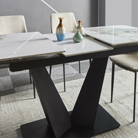 Usine de meubles Guangdong ensemble de tables à manger en pierre 6 places table à manger extensible ensemble de 6 chaises Oka meubles de luxe en béton