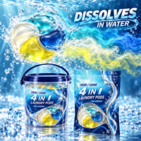 Capsules de lessive liquide 4 compartiments de 12g, emballage en sachet, vente en gros pour importateurs, distributeurs et détaillants