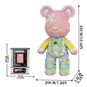 Modèle de blocs de construction en micro-particules de 32 cm, Ours point d'interrogation rouge Mpin, Figurine d'animal fantastique, Jouet de puzzle pour adolescents et adultes - Product Image 4