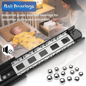 Riel deslizante de cajón con rodamientos de bolas, negro, de 24 pulgadas, con cierre suave y apertura por presión, capacidad de 100 lb, <span class=keywords><strong>para</strong></span> estantes y mesitas de noche - Product Image 2