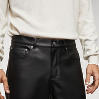 Celana Kulit Pria Kasual Terbaru Harga Grosir Desain Unik Buatan Khusus Ringan Slim Fit Straight Mid Rise