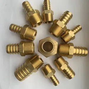 CONNEXION FILETÉE AVEC MANCHON pour <span class=keywords><strong>TUYAU</strong></span> EN CAOUTCHOUC MÂLE, <span class=keywords><strong>1</strong></span>/8 <span class=keywords><strong>1</strong></span>/<span class=keywords><strong>4</strong></span> "<span class=keywords><strong>1</strong></span>/2" <span class=keywords><strong>Tuyau</strong></span> Barb vers Bsp Npt MÂLE <span class=keywords><strong>RACCORD</strong></span> EN LAITON - Product Image 1