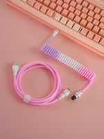 Coloré USB a vers Type C Kabel Clavier Mécanique Câble Enroulé Fil Type C Port USB Aviator Câble D'enroulement Bureau