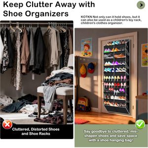 Over The Door <b>Shoe</b> Organizer 20 Pockets Holds 30 Pairs Black Heavy Duty Fabric Mesh For <b>Shoes</b> <b>Storage</b> Behind Doors - Product Image 6