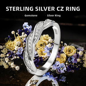 Fine Jewelry 925 Sterling Silver Rhodium Plated <b>CZ</b> Engagement Twist <b>Ring</b>-Trendy Gift for Wedding & Anniversary - Product Image 2