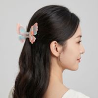 Pince à cheveux papillon double couche de style français de 7,5 cm, antidérapante, en acétate, élégante, pour un usage quotidien