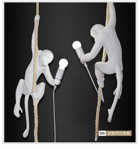 Trắng Khỉ Đèn Tường Với Dây Ổ Cắm Cắm Nhựa Nghệ Thuật Động Vật Đèn Tường Cho Trẻ Em Phòng Hành Lang Ban Công Phòng Ngủ Nhà Hàng - Product Image 4