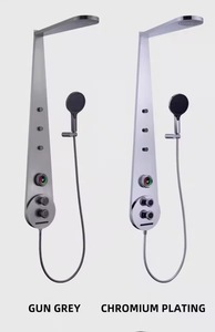 Настенная смарт-панель для душа с цифровым дисплеем, эффектом тропического ливня, массажем поясницы и LED-подсветкой, цвета: серебро, золото, оружейная сталь, латунь - Product Image 5