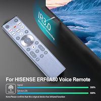 Control remoto de voz infrarrojo de repuesto ERF6A80 compatible con Hisense, serie 6 U7 U8 Mini-LED ULED 4K UHD Google Smart TV