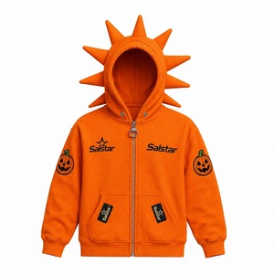 Premium Black Spiked Orange Hoodie <b>Jacket</b> <b>Gothic</b> Punk Zip Up Hoodie Custom 3D Spike Hood Sweatshirt for Men & Women - Product Image 1