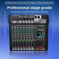 Console de mixage professionnelle 99DSP 8 canaux avec USB, Bluetooth, lecture MP3, enregistrement, monitoring, système audio DJ pour studio