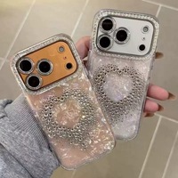 Coque de téléphone en strass en forme de cœur pour iPhone 17 Pro Max, protection de l'appareil photo, design scintillant, compatible avec iPhone 16 Pro, 15 Plus, 14 - Vente en gros