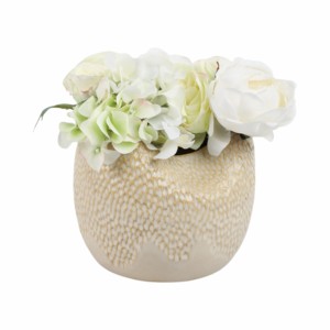 Vaso in ceramica moderno con bordo smerlato, forma aperta arrotondata decorativa per soggiorno, camera da letto, decorazioni per la casa - Product Image 2