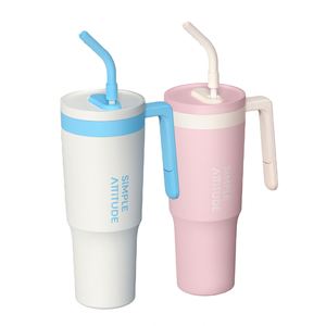 40 OZ Insulated Stainless Steel Tumbler Handle Lid 24-36 Hours Thermal Insulation Sports Style Vacuum Cup Fruit <b>Diffuser</b> Straw - Product Image 1