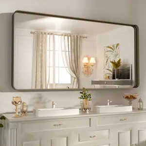 Écran tactile mur décoratif miroir salle de bain vanité demi-lune Led éclairé maquillage intelligent miroir de bain