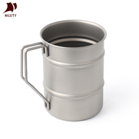 Mug en titane à paroi simple de 450 ml avec logo personnalisé, gobelet incassable en titane avec poignée, tasse à café avec poignée