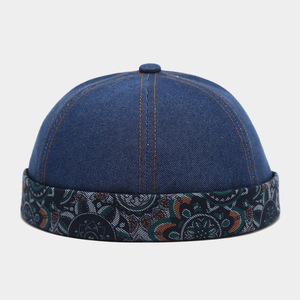 Casquette Docker sans <span class=keywords><strong>bord</strong></span> en coton délavé et denim, motif vintage, personnalisable avec logo OEM/ODM, style streetwear, livraison rapide à partir d'un MOQ bas. - Product Image 1