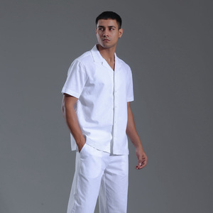 <span class=keywords><strong>Traje</strong></span> de <span class=keywords><strong>Hombre</strong></span> 2024, Nuevo, de Algodón y Lino, con Cierre de Cremallera en el Cuello, Camisa de Manga Corta y Pantalones Holgados de Pierna Recta - Product Image 2