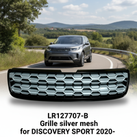 LR127707-B Grille de protection personnalisable de style sport en nid d'abeille, maille argentée, remplacement OE pour DISCOVERY SPORT 2020-