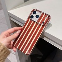 Coque de téléphone minimaliste à rayures colorées, semi-encapsulée IMD pour iPhone 17 Pro Max / 16 / 15 / 14