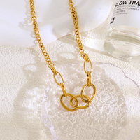 Collier en acier inoxydable plaqué or 18 carats, maillons en O, étanche, avec fermoir OT, bijoux en acier inoxydable en gros