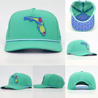 Gorra de Golf de 5 Paneles de Alta Calidad, de Goma y PVC, con Logotipo, Impermeable, con Orificios Cortados con Láser, Gorras Deportivas de Béisbol de 5 Paneles, Gorras Personalizadas con Cuerda