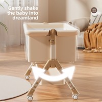 Cuna Plegable Moderna para Bebé, Cuna de Viaje Móvil con Dosel y Cesta de Almacenamiento para Recién Nacidos hasta 6 Meses