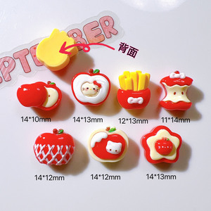 Nouveauté <span class=keywords><strong>Pomme</strong></span> de dessin animé breloques en résine <span class=keywords><strong>pomme</strong></span> en résine à dos plat pour la décoration - Product Image 2