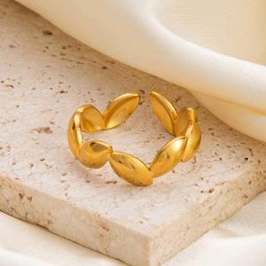 Irregular Leaf <b>Ring</b> 18K Gold Plated Stainless Steel Unisex Fashion Jewelry Gift - Product Image 4