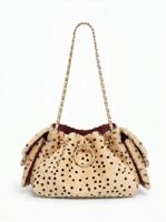 Pochette OEM/ODM au design de niche, haut de gamme, fabriquée à la main en atelier, à porter à l'épaule, à pois, légère et luxueuse, avec cordon, automne-hiver