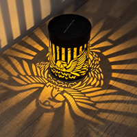 Lámpara de Proyección Solar con Diseño de Águila, Lámpara de Sombra Cilíndrica Hueca de Hierro para Exteriores, Decoración de Pared o Mesa para Patio, Valla o Jardín