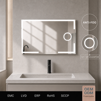 Miroir de salle de bain rectangulaire à LED avec éclairage frontal, dimmable, anti-buée, avec loupe 5X/10X pour appartement, IP44, largeur 80 cm