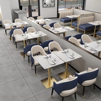 Ensemble de meubles en cuir de luxe léger de haute qualité : canapé, banc, chaise, banquette moderne pour café, tables pour restaurant de restauration rapide