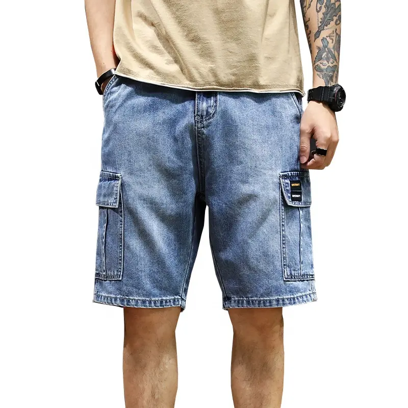 Großhandel Denim Plus Size Summer Street Wear Straight Casual Ripped Jean Shorts Herren