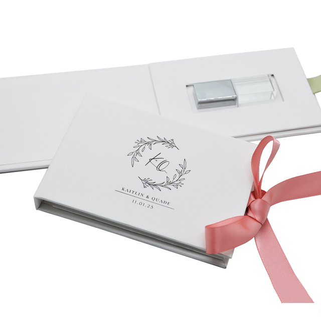 Personalized White Paper USB Case Packaging-Handmade Custom Logo Paper USB Box - Flash Drive Packaging