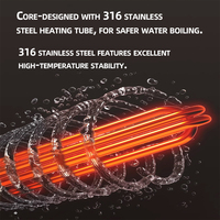 Distributeur d'eau chaude électrique commercial Stepwise, remplissage automatique, portable, haute puissance 3KW, utilisation sur comptoir, pour hôtel, en acier inoxydable 316