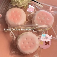 Jouet Squishy Kawaii Biscuit Fraise à Remontée Lente Anti-Stress, Jouet à Presser Doux Mochi Fidget pour le Bureau et l'École