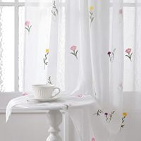 Voilage brodé pour salon, rideaux transparents avec broderie florale, panneau de fenêtre brodé, décoration de fenêtres