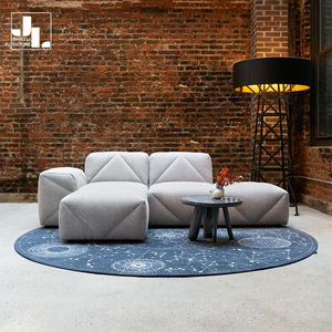 Stile moderno Villa soggiorno a forma di L divano Set Hotel lusso legno struttura in tessuto divano imbottito mobili - Product Image 1