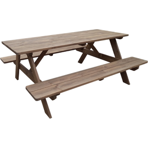 DU'S Bàn Ghế Gỗ Một Mảnh Sân Vườn Ngoài Trời Bàn Ăn Công Viên Bằng Gỗ Đồng Bàn Bia Và Ghế Dài - Product Image 4