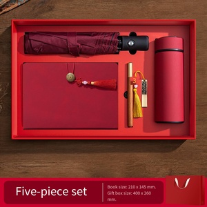 Luxury Leather Notebook <b>Gift</b> Set With Wooden Pen Automatic Umbrella Tassel Decor <b>Graduation</b> Business Present with Logo - Product Image 2