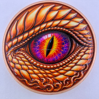 Pièces de collection en gros : Pièces commémoratives en cuivre 999 de 2 oz, Dragon en relief 3D, Œil de dragon, Impression de collection de pièces de monnaie en lingot