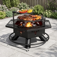 Brasero en fonte à hauteur réglable, facile à assembler, pour bois de chauffage, barbecue, copeaux de bois, bol à feu en acier, foyer extérieur portable
