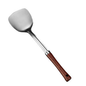 Ensemble d'ustensiles de cuisine en acier inoxydable 304 avec manche en bois – Spatule, cuillère ajourée et kit d'outils de cuisson - Product Image 2
