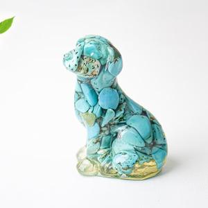 Patung Anjing Berjongkok Kristal Chip Kerajinan Feng Shui Dekorasi Energi untuk Rumah - Product Image 3