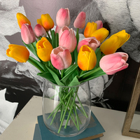 HQ-01 Real Touch Faux Tulipes PU Floral Unique Tige Multicolore Bouquet DIY Artificielle Tulipes Fleur pour La Maison Partie Décor