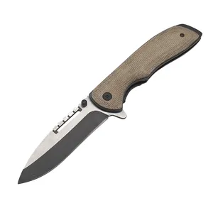 Nova Chegada 2023 EDC Facas De Bolso 420 Aço Inoxidável Tan Micarta Handle Folding Camping Faca De Caça Com Carry Clip