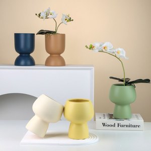 Pot de fleurs en céramique émaillée haut de gamme créatif avec plateau et design <span class=keywords><strong>sur</strong></span>élevé, pots minimalistes classiques <span class=keywords><strong>pour</strong></span> orchidées <span class=keywords><strong>pour</strong></span> la maison et le jardin - Product Image 3