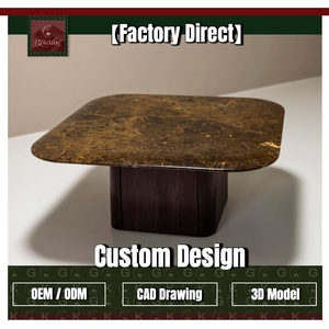 Mesa <span class=keywords><strong>de</strong></span> Centro GOLDKING Cuadrada <span class=keywords><strong>de</strong></span> Mármol Emperador Oscuro con Base <span class=keywords><strong>de</strong></span> Madera, Diseño Moderno para Sala <span class=keywords><strong>de</strong></span> Estar, Fabricación Personalizada OEM/ODM, Directo <span class=keywords><strong>de</strong></span> Fábrica - Product Image 1
